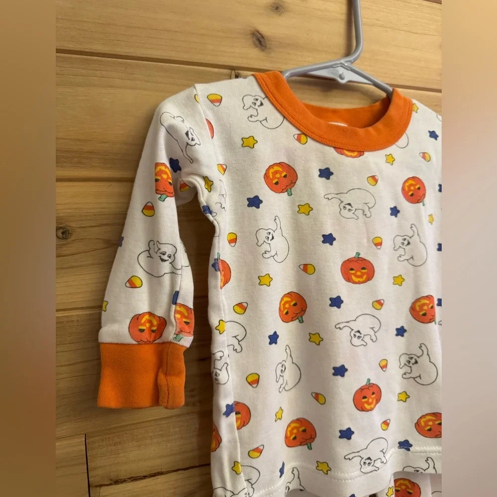 Vintage OshKosh Bgosh 12-18 Months Halloween 2 Piece Pajama Set Ghosts Pumpkin